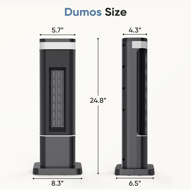 24Inch Space Heaters for Indoor Use, Portable Heater with 3 Light Colors, Adjustable Thermostat with Remote, Tip-Over Protection up to 95°F, 60°Oscillation
