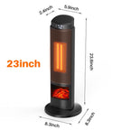 24Inch Space Heaters for Indoor Use, Portable Heater with 3 Light Colors, Adjustable Thermostat with Remote, Tip-Over Protection up to 95°F, 60°Oscillation