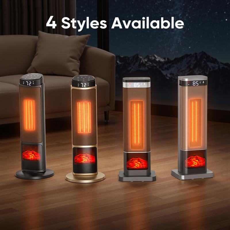 24Inch Space Heaters for Indoor Use, Portable Heater with 3 Light Colors, Adjustable Thermostat with Remote, Tip-Over Protection up to 95°F, 60°Oscillation