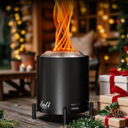 BALI OUTDOORS Smokeless Fire Pit, 6.5-Inch Turbo Flame Tabletop Fire Pit, Stainless Steel, Adjustable Flame, with Stand and Stove Rack, Carry Bag #Springtok