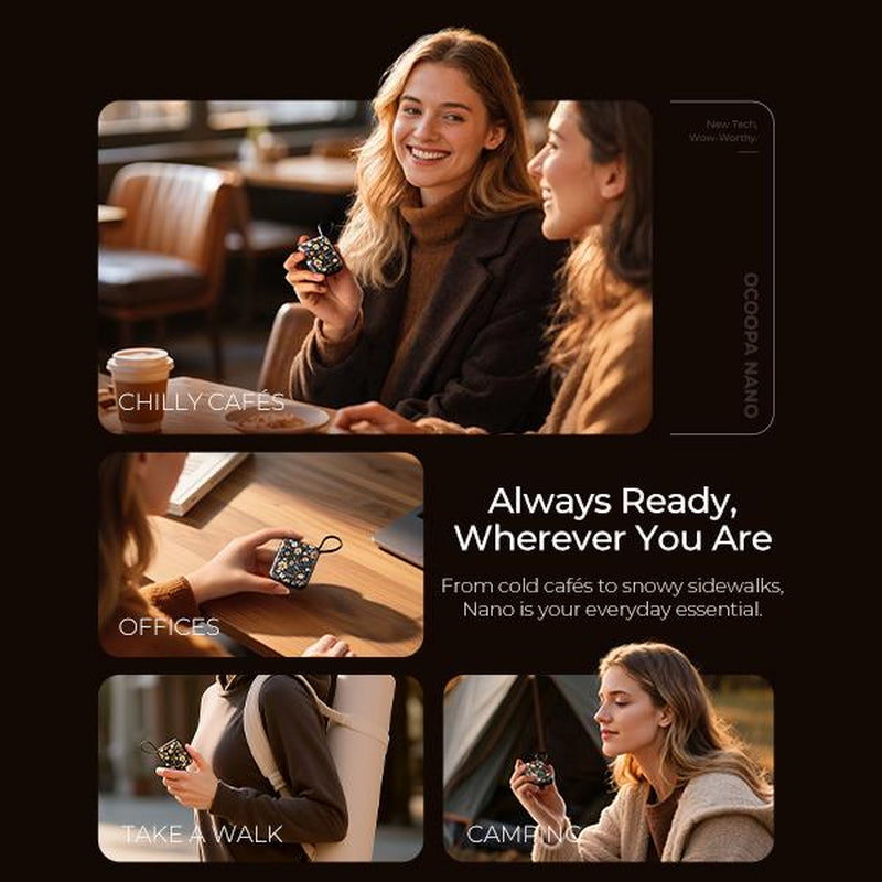 Ocoopa UT5 Nano Hand Warmers Rechargeable 2 Pack, AI Temperature Control Pocket Size Hand Warmer, Heater Portable Hand Warmer Great Gift for Christmas Outdoors, Hunting, Golf, Camping