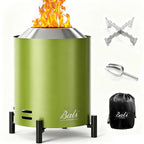 BALI OUTDOORS Smokeless Fire Pit, 6.5-Inch Turbo Flame Tabletop Fire Pit, Stainless Steel, Adjustable Flame, with Stand and Stove Rack, Carry Bag #Springtok